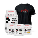 Kit Brandão Bodybuilder II- 100% Whey Pote 900g + Creatina Creapure 250g + Pré treino Shook + Glutamina Pro + Camiseta Elite Team Show Banoffee - manga e pessego - tamanho P