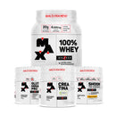 Kit Brandão Bodybuilder I - 100% Whey Pote 900g + Creatina Creapure 250g + Pré treino Shook + Glutamina Pro Banoffe - Manga e Pêssego