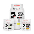 Kit Brandão Open lI - 100% Whey Pote 900g+Creatina Creapure 250g+Pré treino Shook Banoffe - Manga e Pêssego